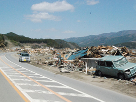 岩手県陸前高田市内の被害状況作業01